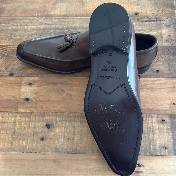 Ermenegildo Zegna Brown Leather Tassel Loafers - Picture 4 of 4